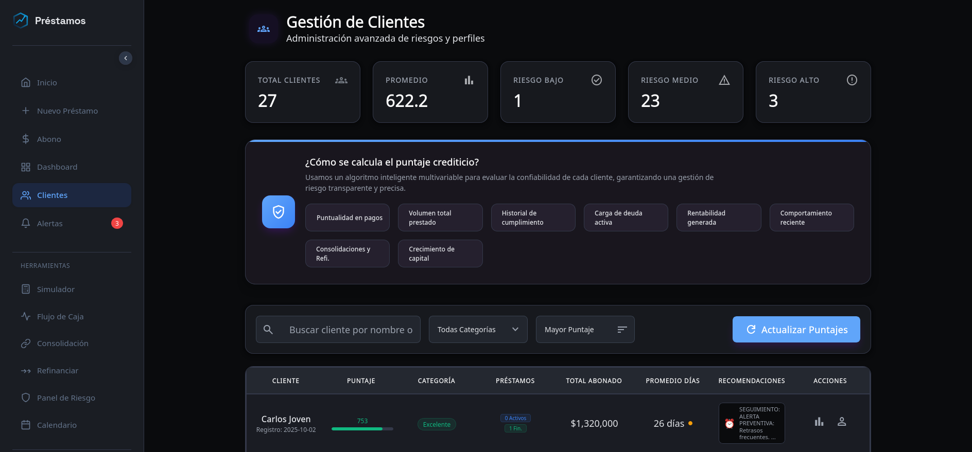Captura 3 del Sistema de Préstamos Personales